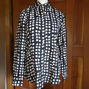 Cabi NWOT Black And Cream Polka Dot Silk Blouse Size XS